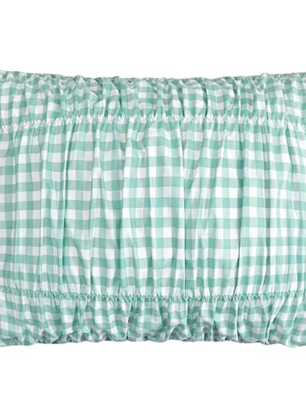 Sea Foam Green Gingham Ruched TWIN / TWIN XL Comforter Set ~ Cottage Charm